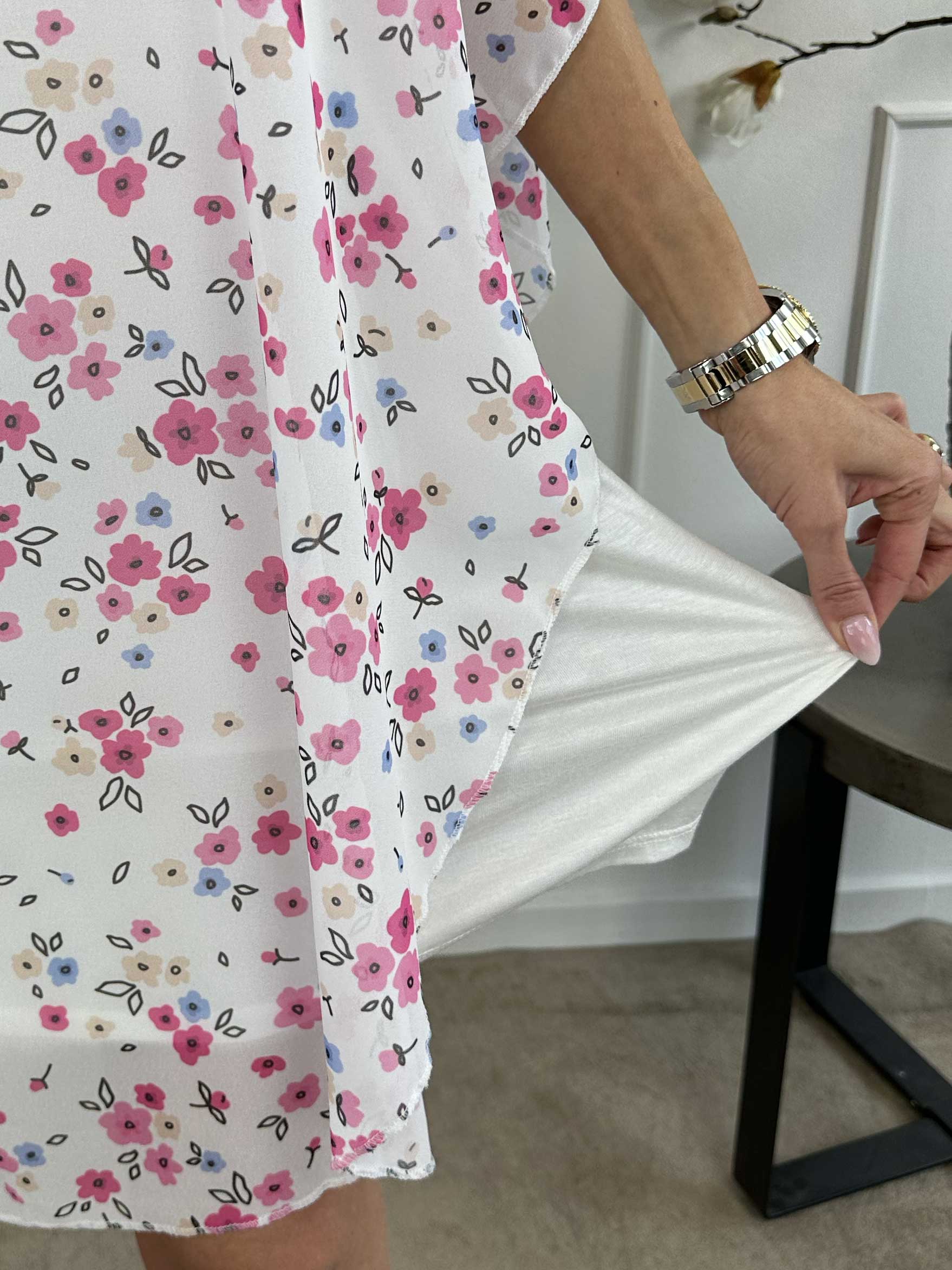 Kenya Small Flower - Tunikaklänning i chiffong med blommönster